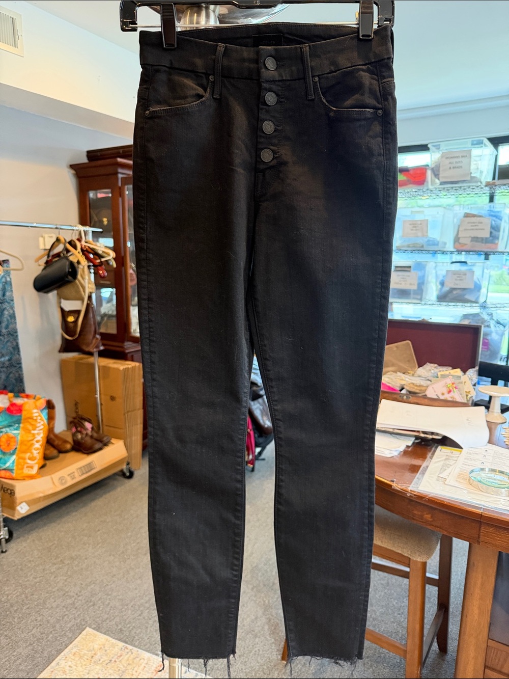 MOTHER Mid- Rise the pixie ankle frag size 25 not guilty wash black skinny jeans